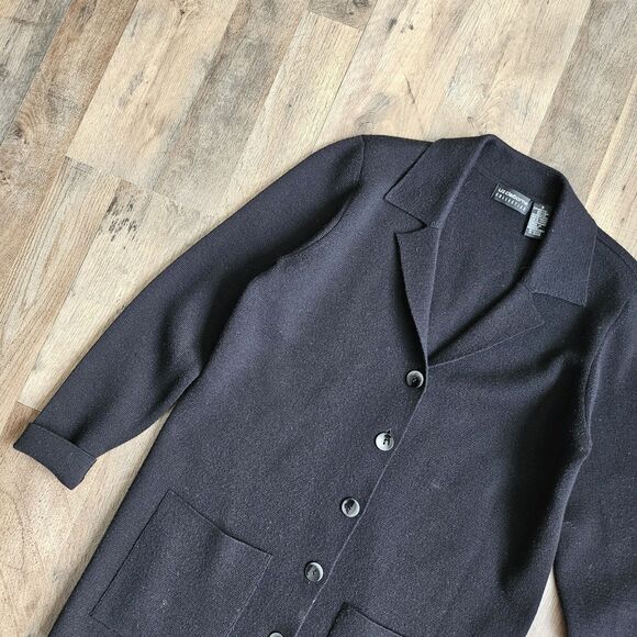 Vintage Liz Claiborne Knit Blazer Black Small 90s Merino Wool Blend Classic EUC - Picture 7 of 7